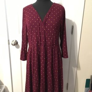 Torrid burgundy skater dress w/ gold dots sz 1X